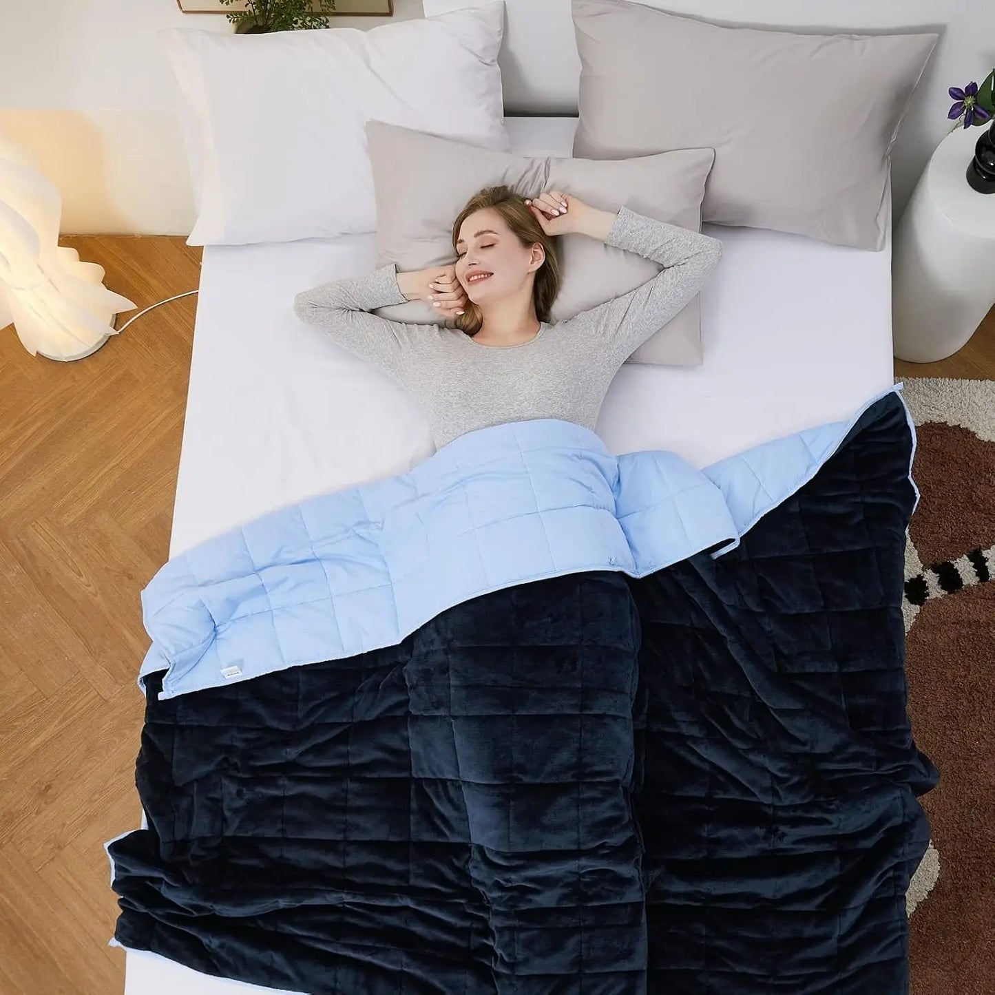 Flannel Weighted Blanket 15lb – Blue
