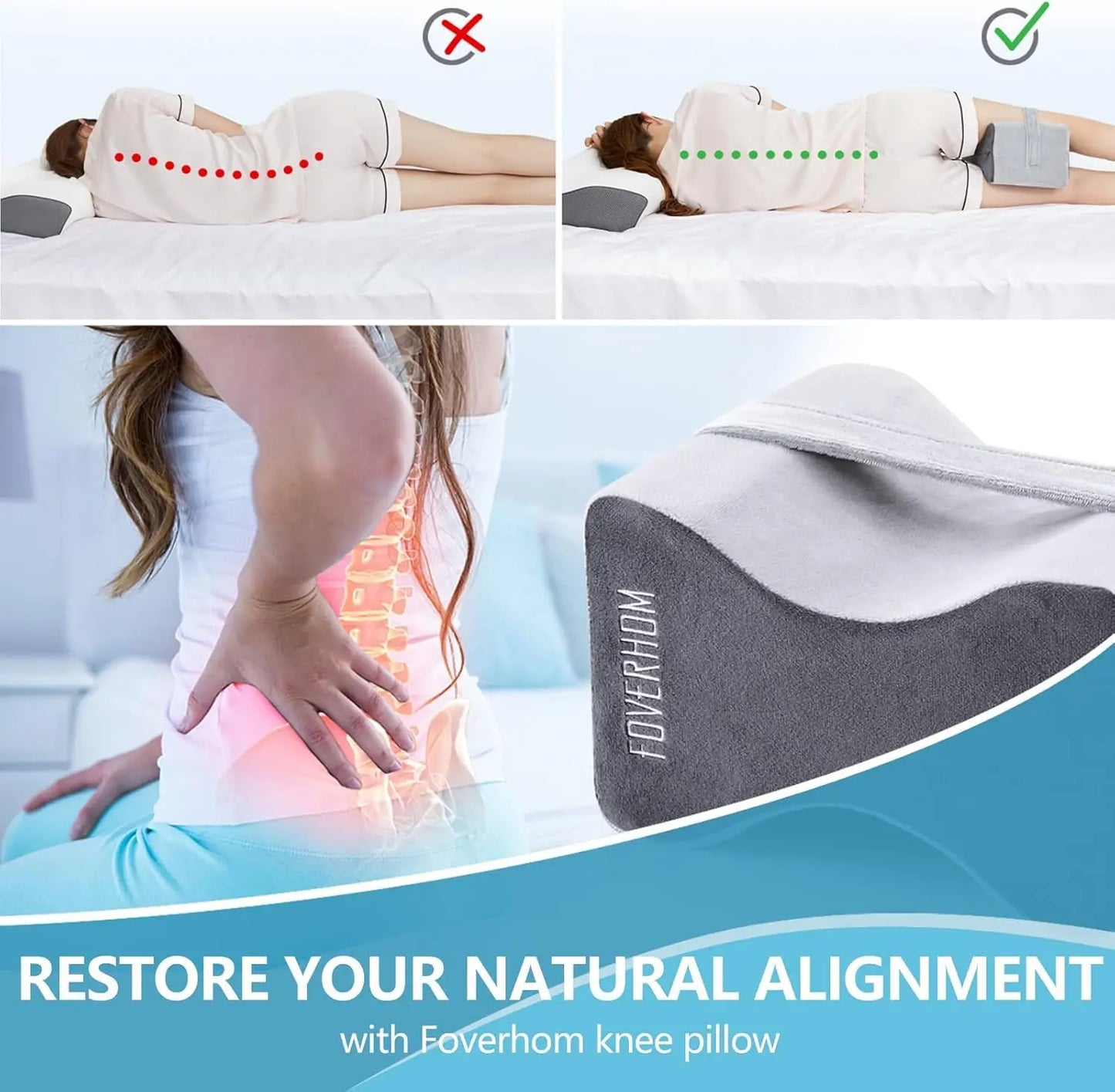 Memory Foam Knee Pillow – Sciatica Relief