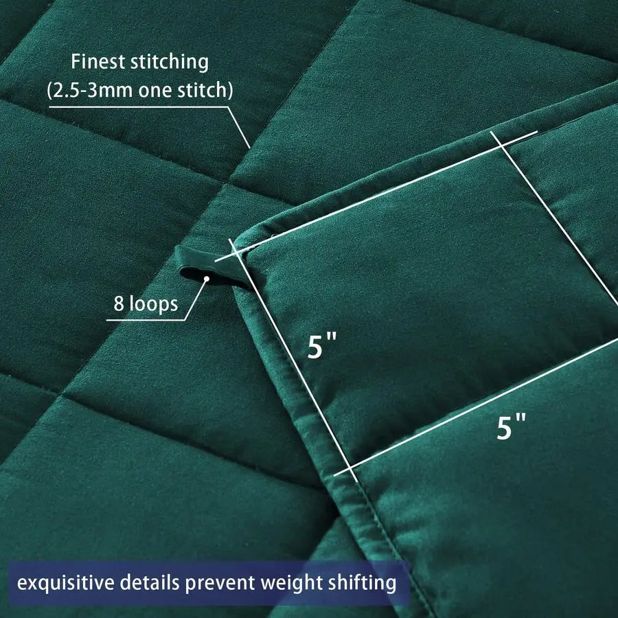 Weighted Blanket 20lb – Dark Green Queen