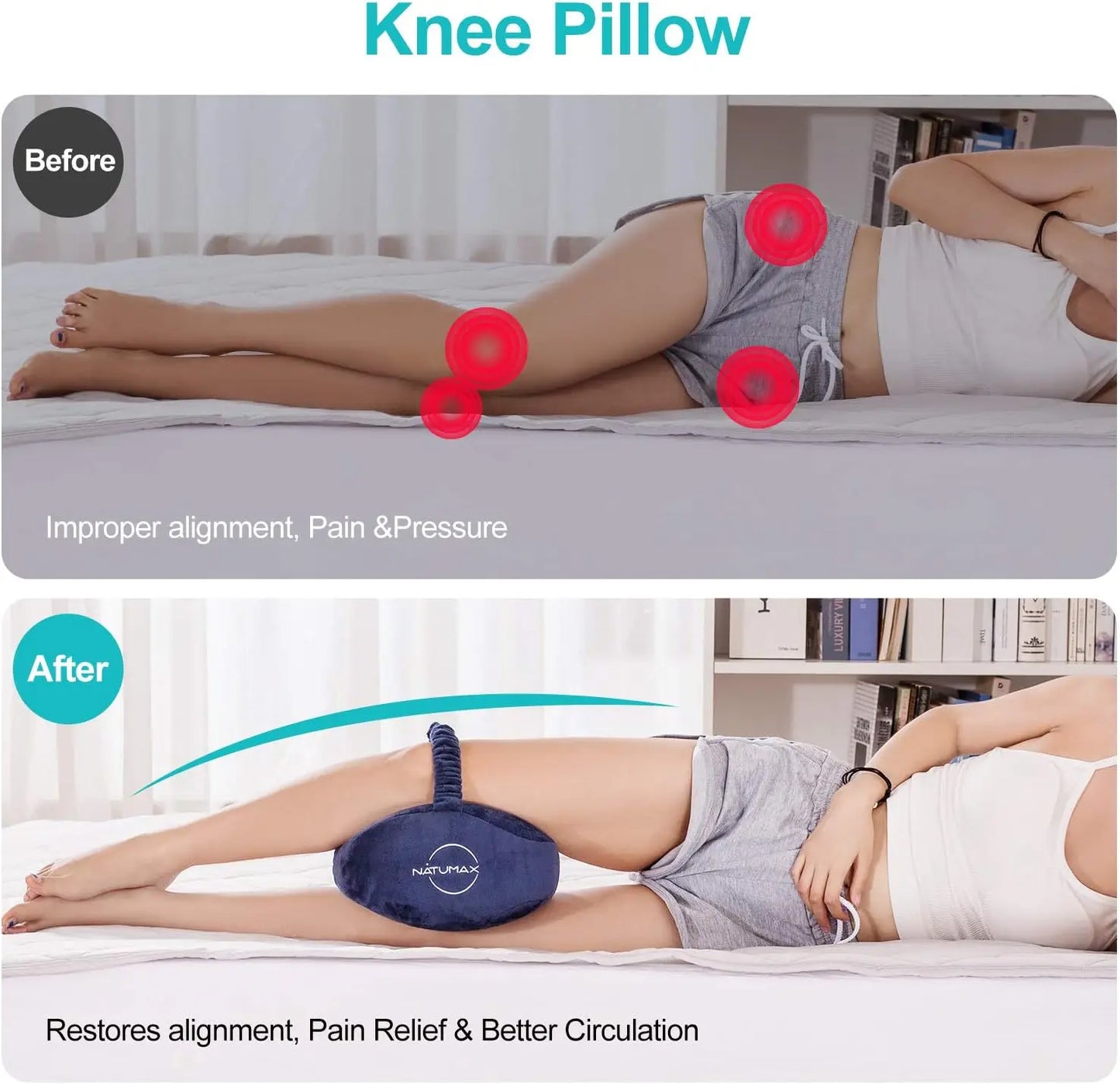 Memory Foam Knee Pillow with Leg Strap
