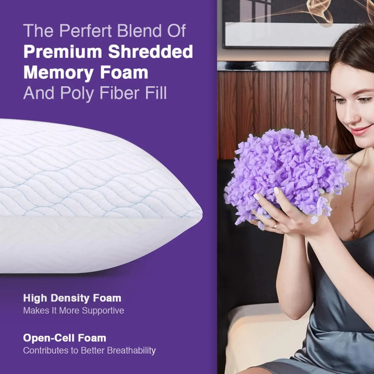 Cooling Memory Foam Pillows Set of 4 – Queen