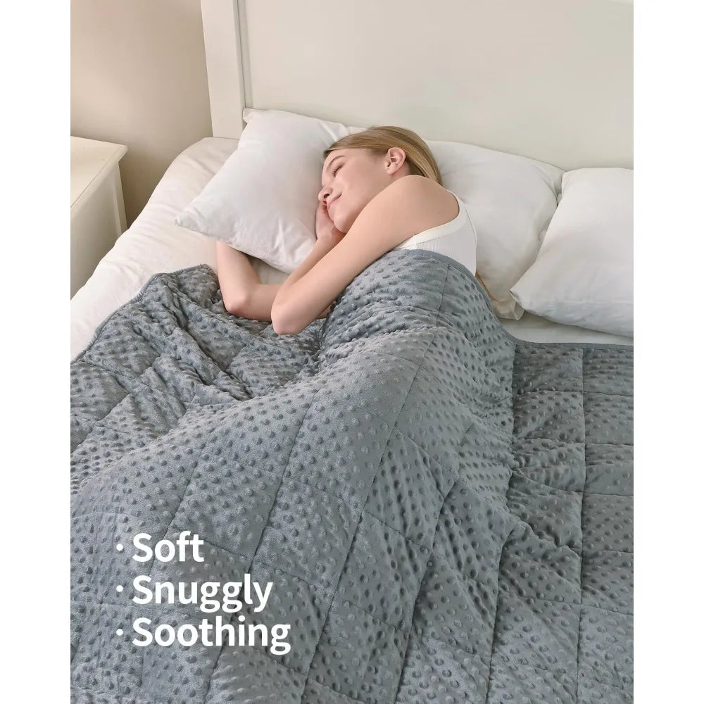 Minky Weighted Blanket 15lb – Grey Queen