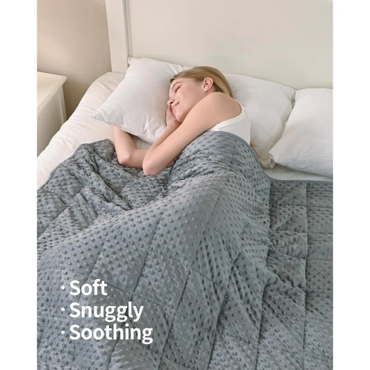 Minky Weighted Blanket 15lb – Grey Queen