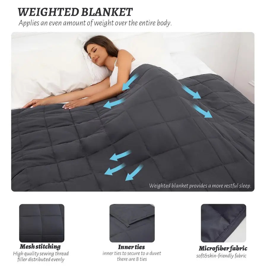 Weighted Blanket 12lb – Dark Grey Queen