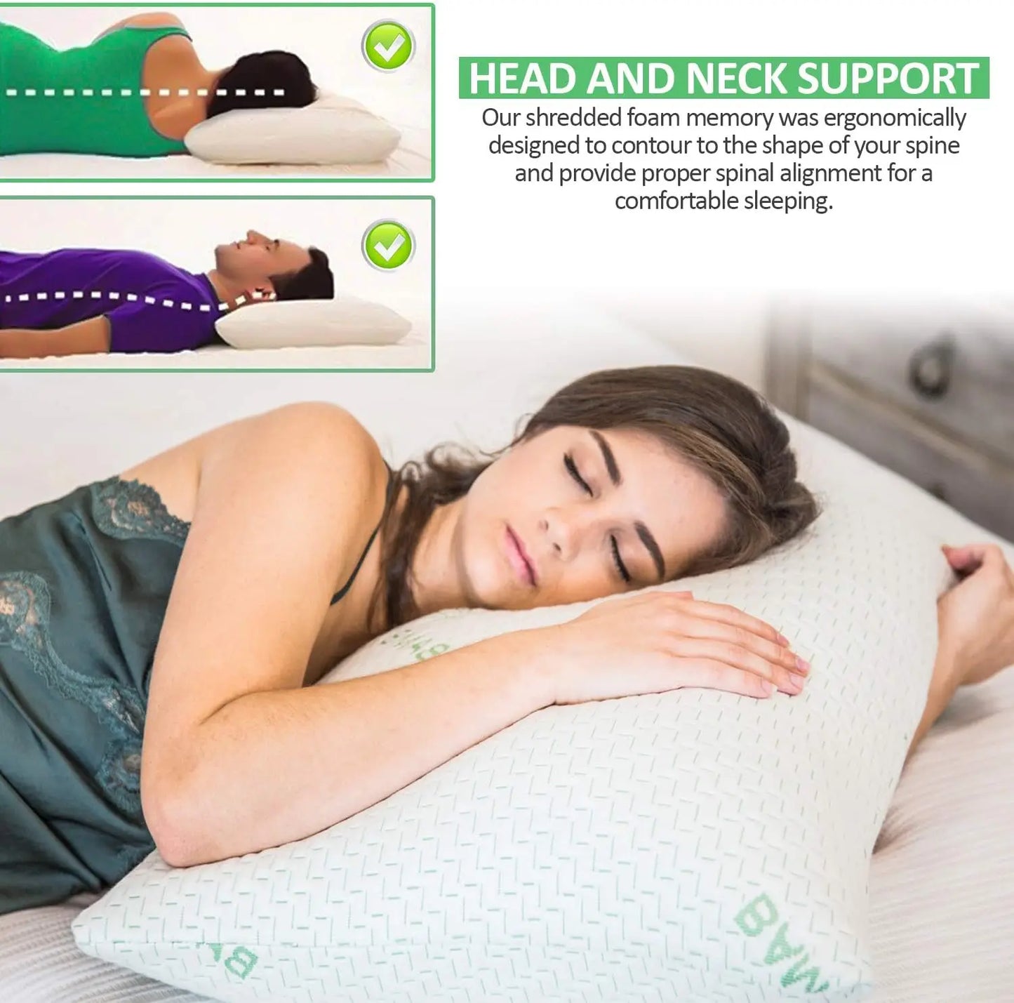 Cooling Memory Foam Pillows Set of 2 – King