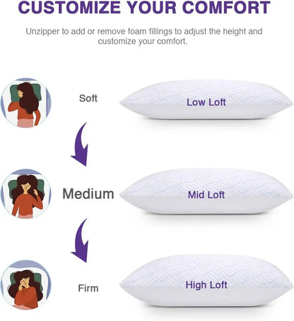Cooling Memory Foam Pillows Set of 4 – Queen