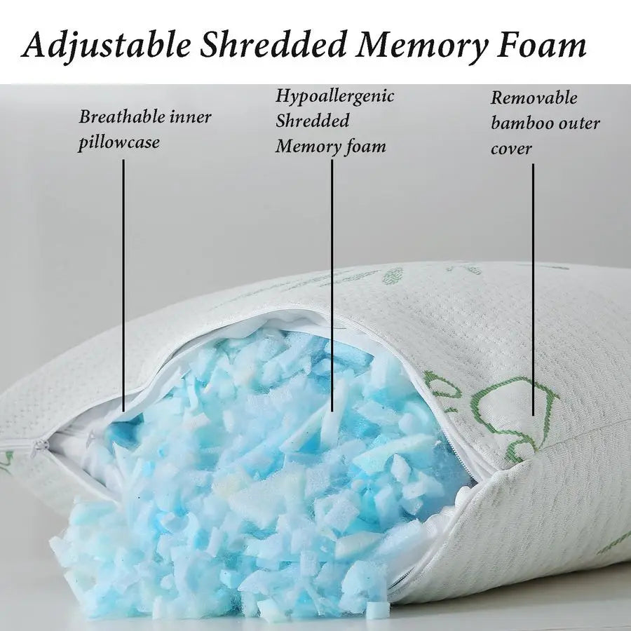 Shredded Memory Foam Pillows Set of 2 – Queen