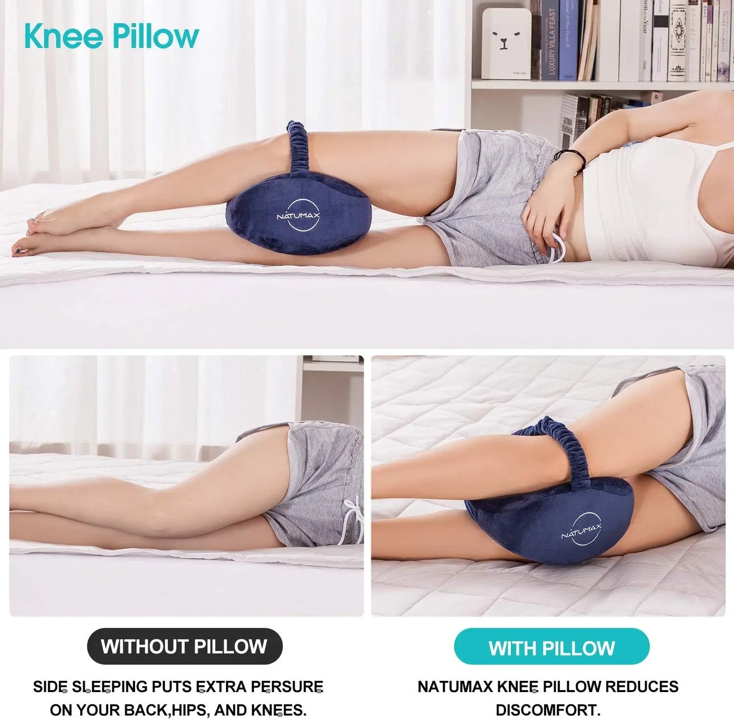 Memory Foam Knee Pillow with Leg Strap