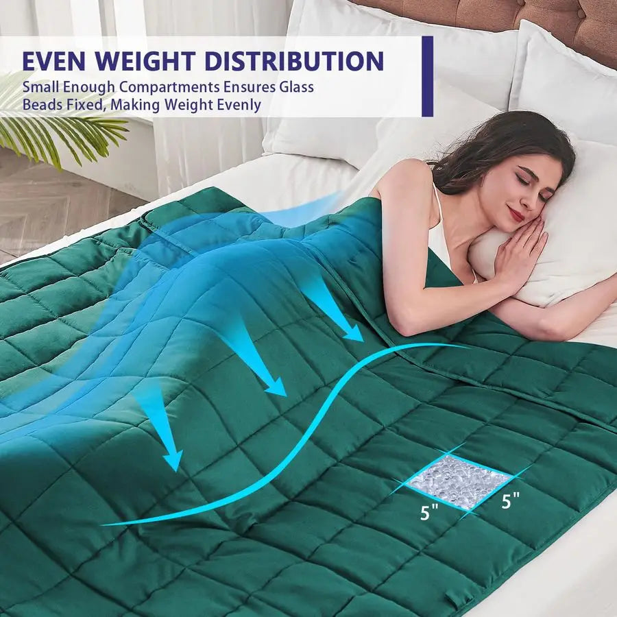 Weighted Blanket 20lb – Dark Green Queen