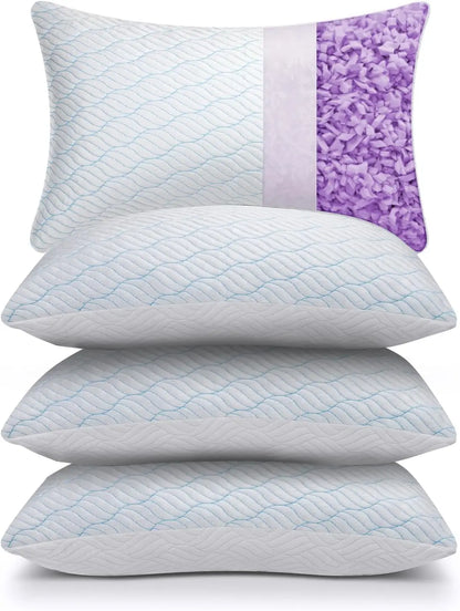 Cooling Memory Foam Pillows Set of 4 – Queen