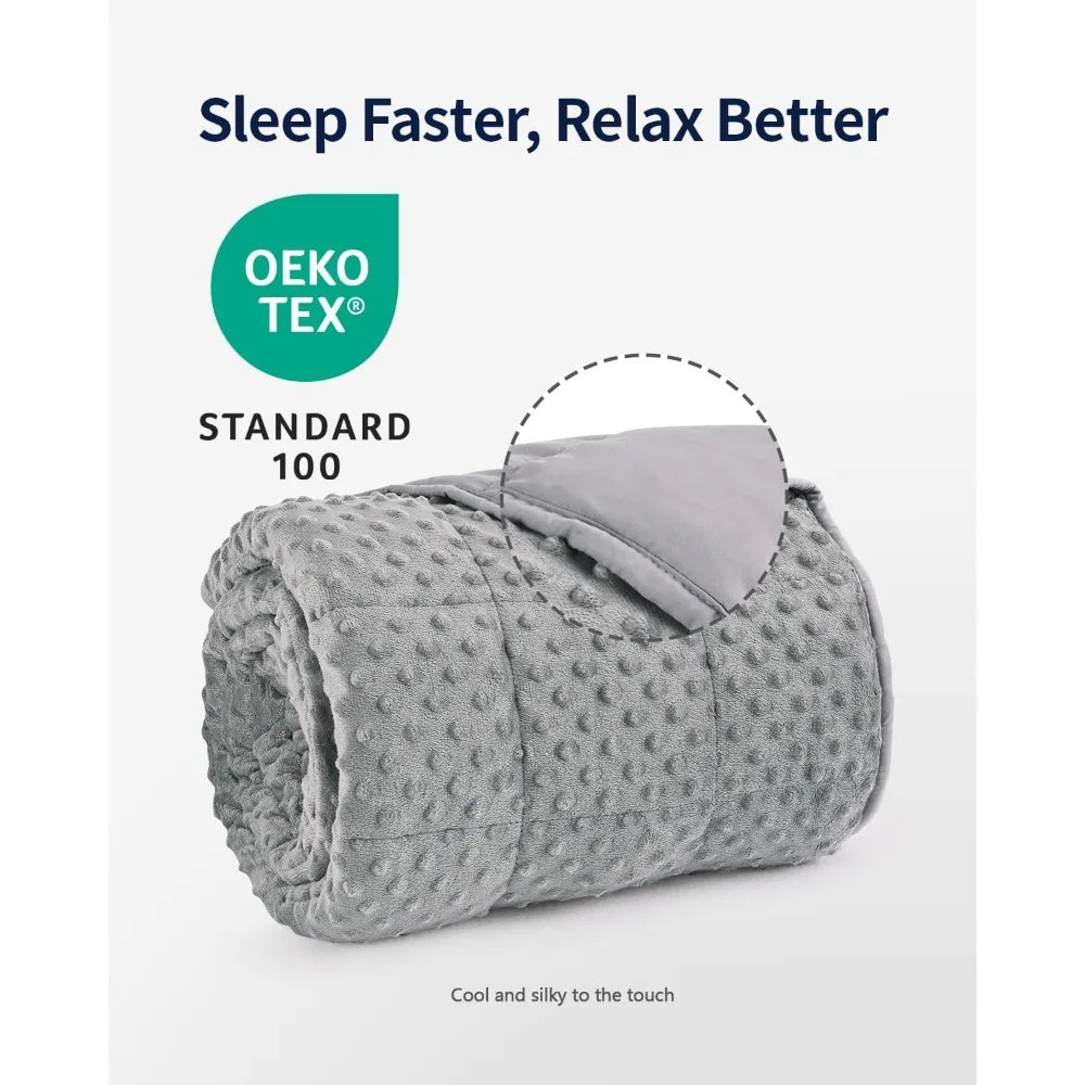 Minky Weighted Blanket 15lb – Grey Queen