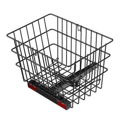 Heavy-duty metal scooter rear basket with handle, compatible with most mobility scooters, rust-resistant and spacious cargo carrier