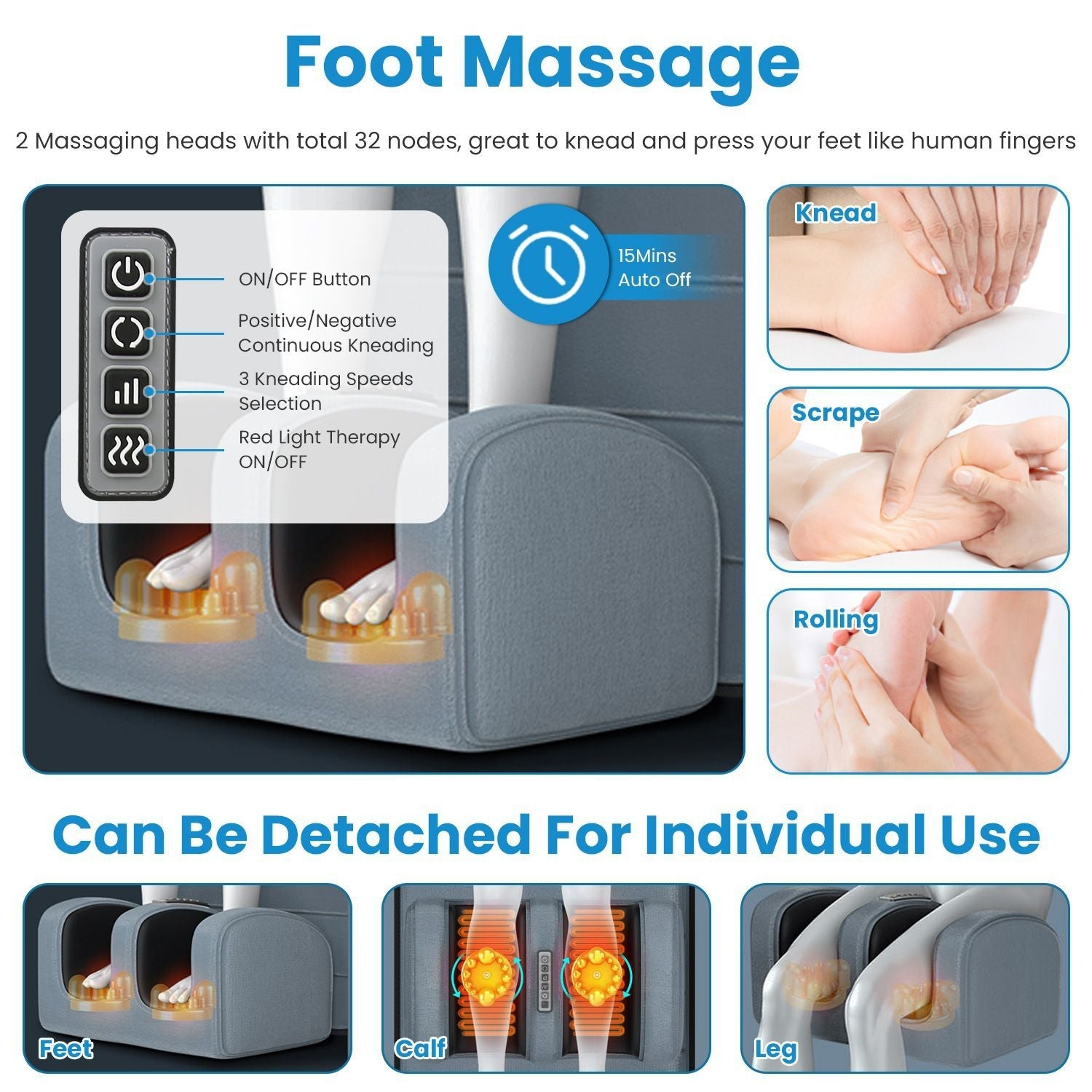 Full Body Electric Massage Mat with heating, vibration, detachable neck and foot massagers, head pillow, lumbar pillow, timer, anti-slip bottom, and earplugs